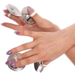 Ornate Silver Tone Finger Cymbals (Zills)
